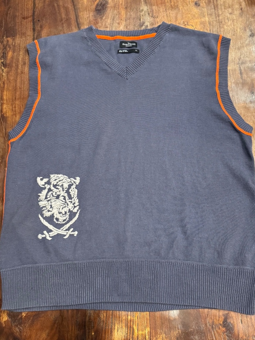 Marc Ecko Cut & Sew Embroidered Tiger with Swords Sweater Vest Size XL Y2K